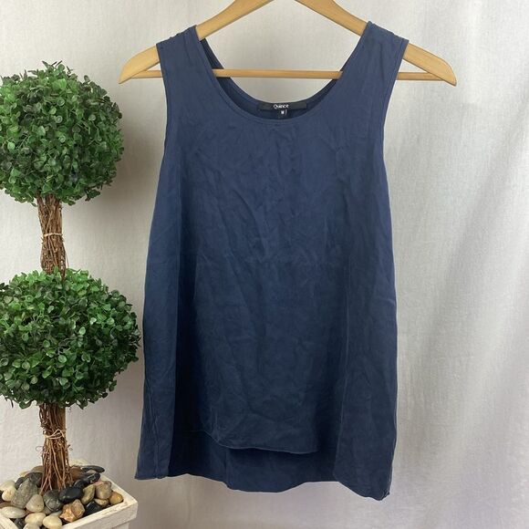 Quince 100% Silk Blue Sleeveless Tank Top Blouse M - Picture 1 of 3